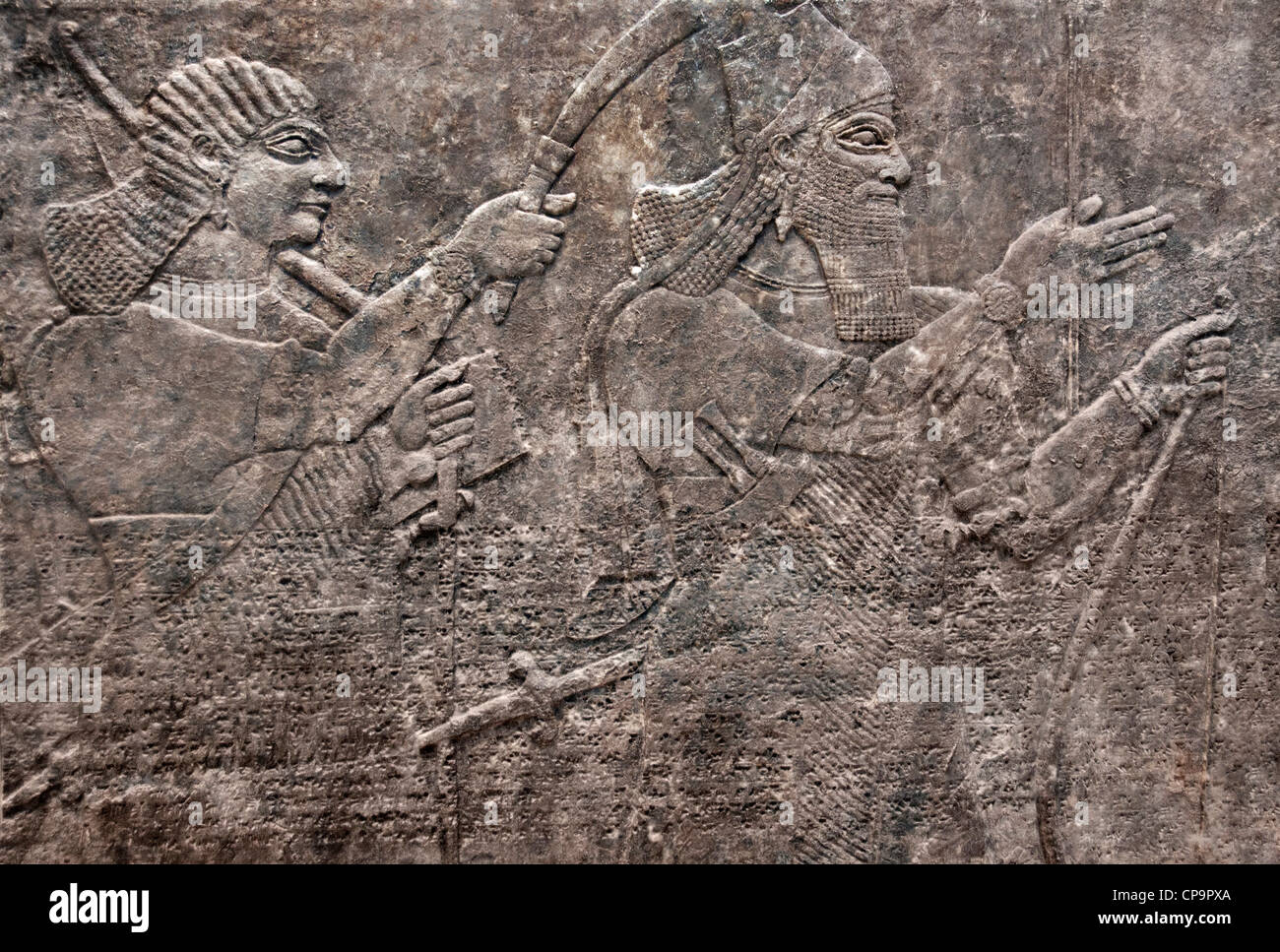 war chariot with horses Neo Assyrian palace of Sargon II 721-705 BC Khorsabad ancient Dur Sharrukin Assyria Iraq Stock Photo