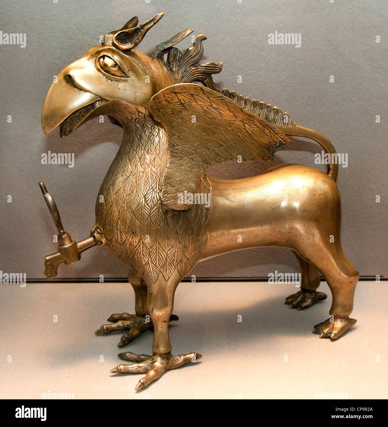 nuremberg-1400-aquamanile-winged-griffin-copper-germany-german-stock
