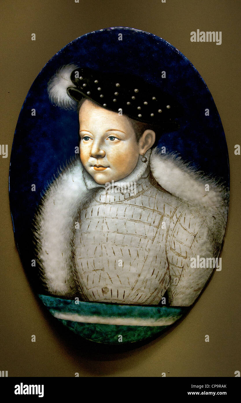 Leonard Limousin  Limosin 1505 - 1577 France Portrait of Francis II 1544-60 as Dauphin  King of France Stock Photo