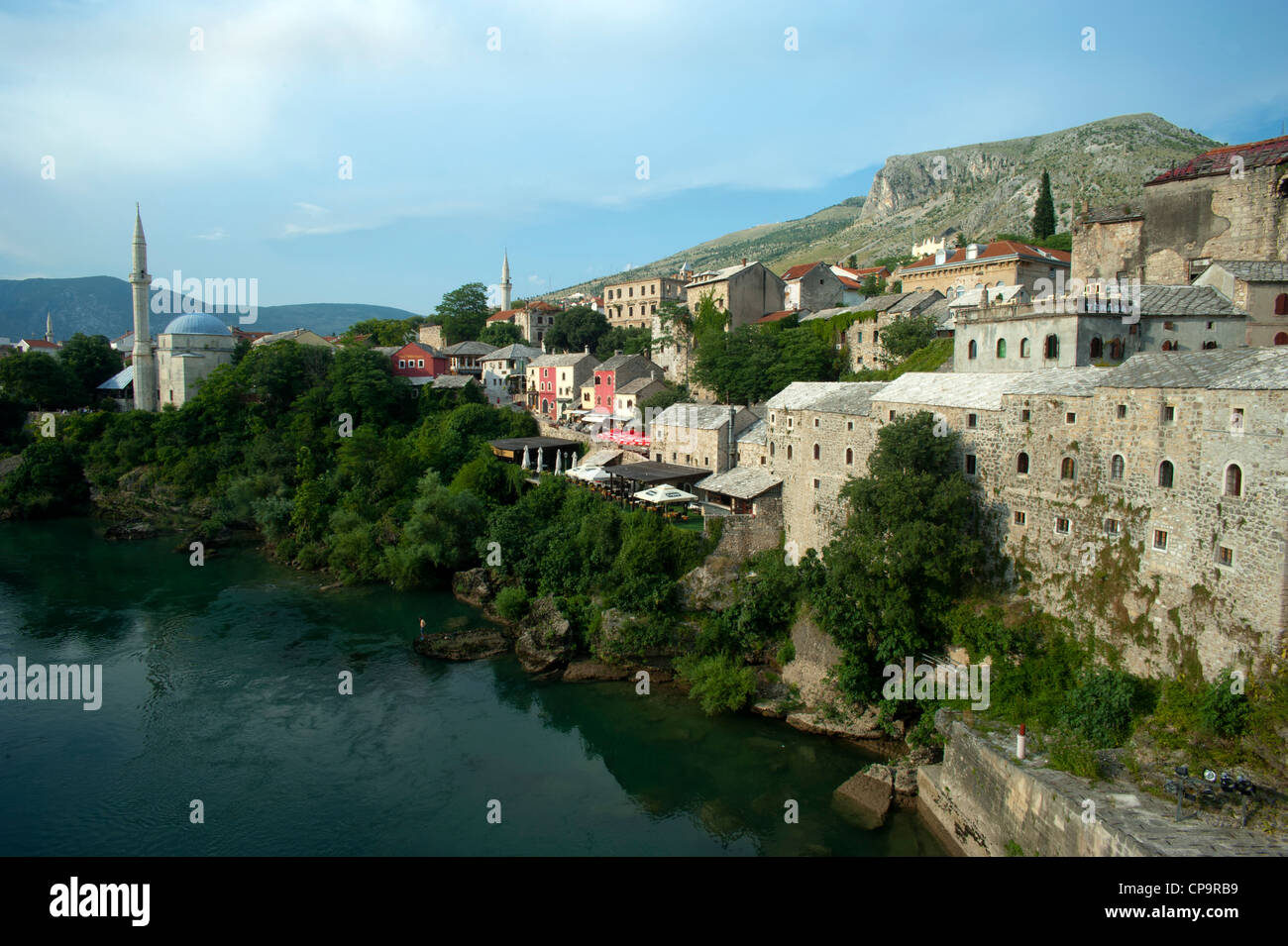 General view of Mostar and the Neretva river.Mostar.Bosnia- Herzegovina.Balkans.Europe. Stock Photo