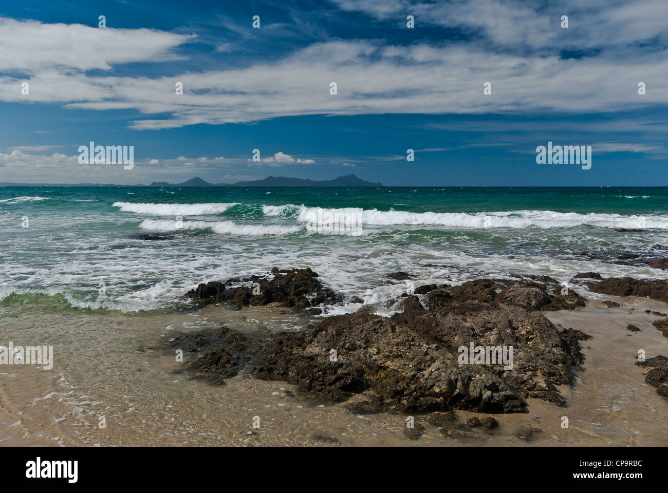 New Zealand North Island Waipu Cove Bream Bay rock and surf with