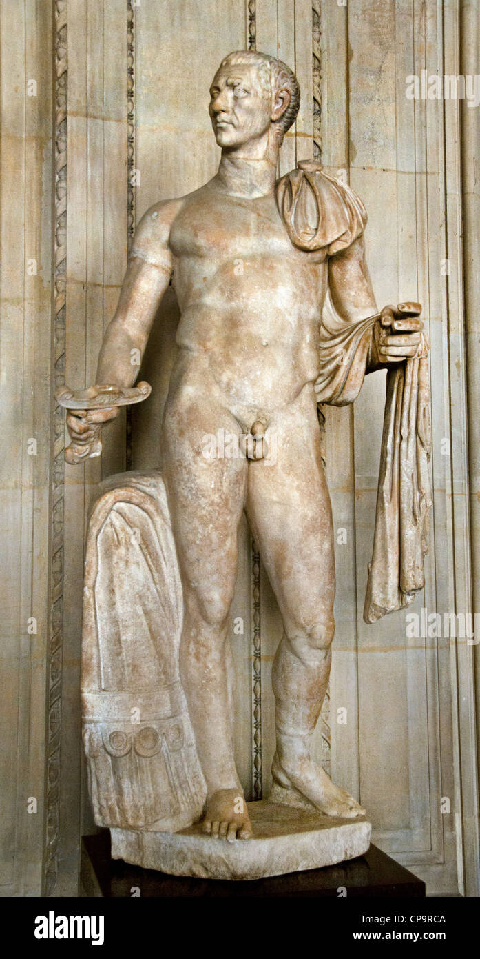 Heroic statue of  emperor Julius Caesar Early first century AD Rome Roman Stock Photo