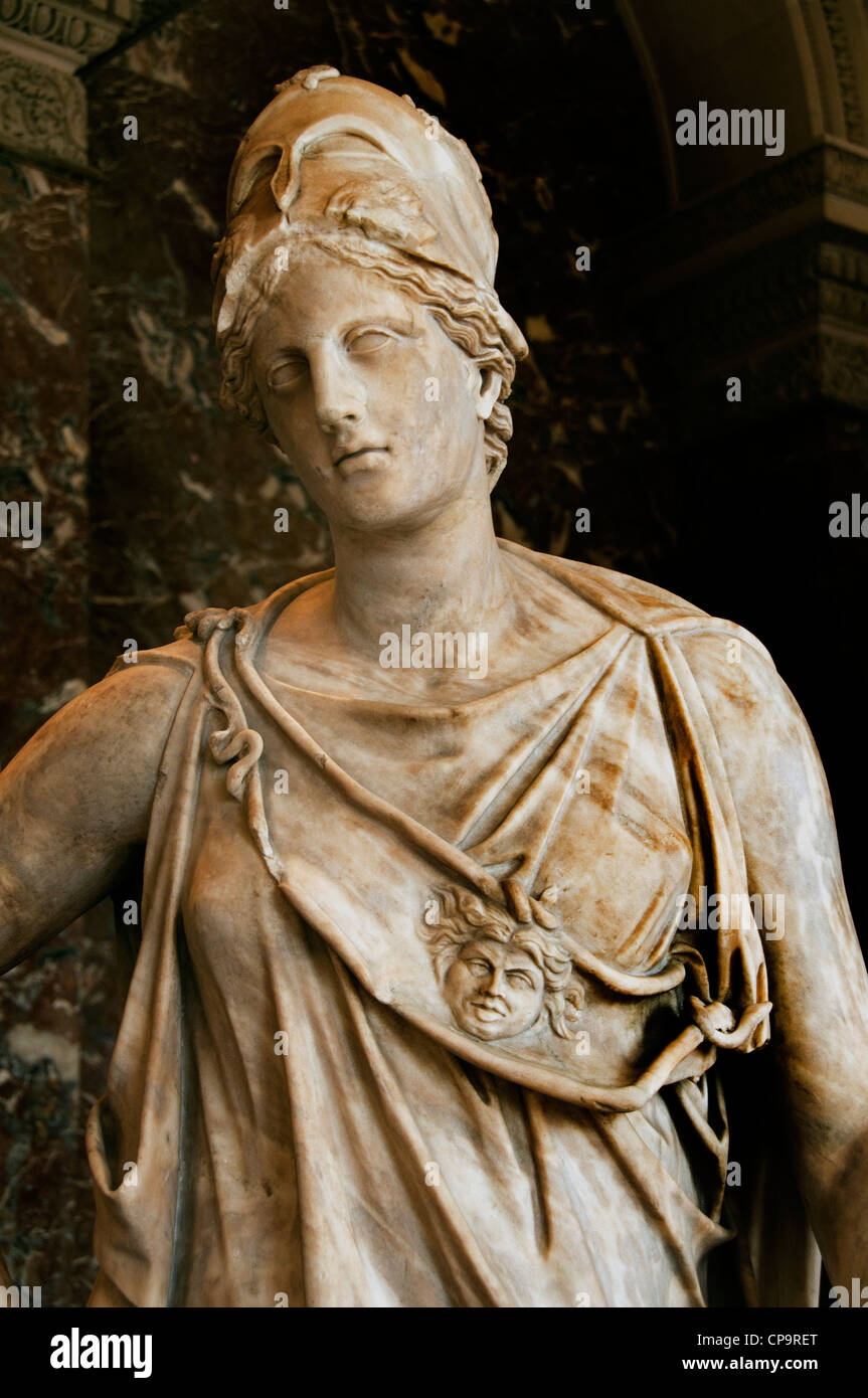Mattei Athena  Minerva Marble Roman copy 1 century BC after a Greek original 4 Cent  BC Greece Stock Photo