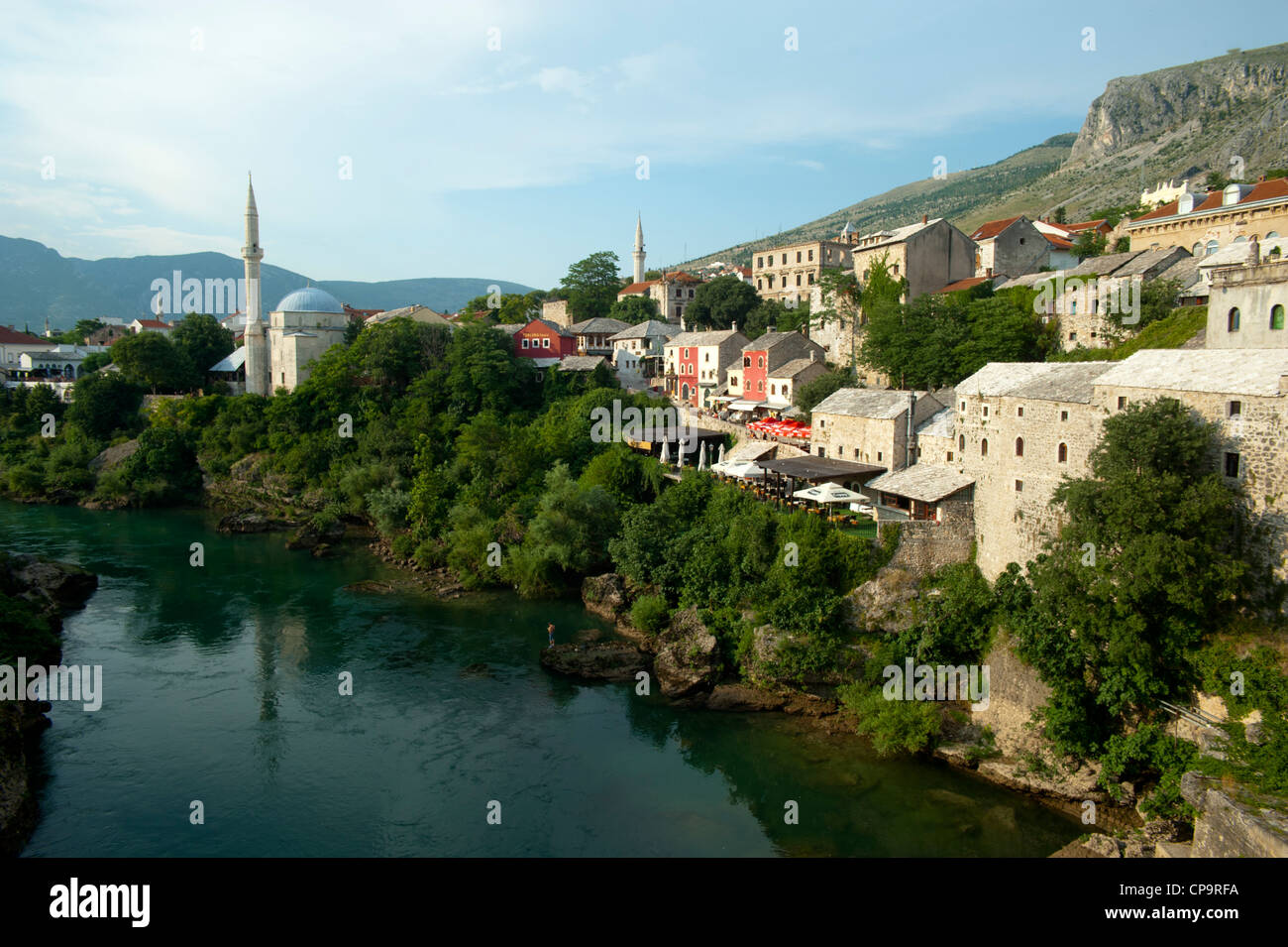 General view of Mostar and the Neretva river.Mostar.Bosnia- Herzegovina.Balkans.Europe. Stock Photo