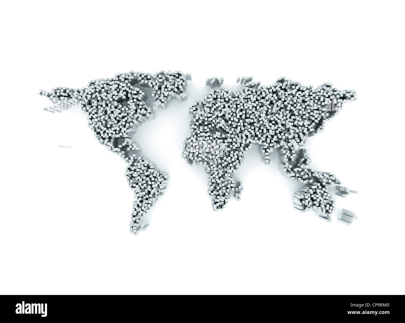 Abstract digital world map made of 3d cubes Stock Photo - Alamy