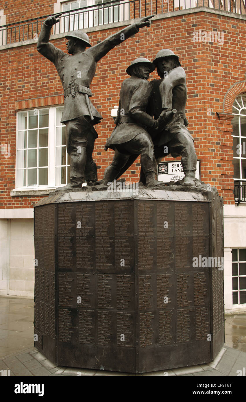 John William Mills (b. 1933). English sculptor. Blitz (1991). Memorial WWII. Bronze sculpture. London. Stock Photo