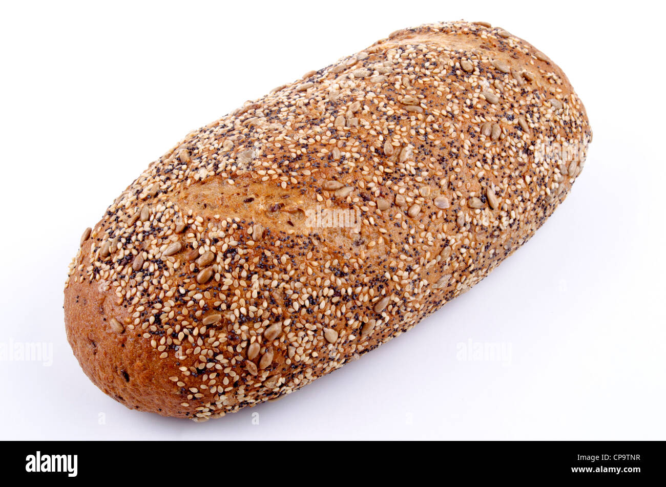 home made multigrain bread and a bright background Stock Photo