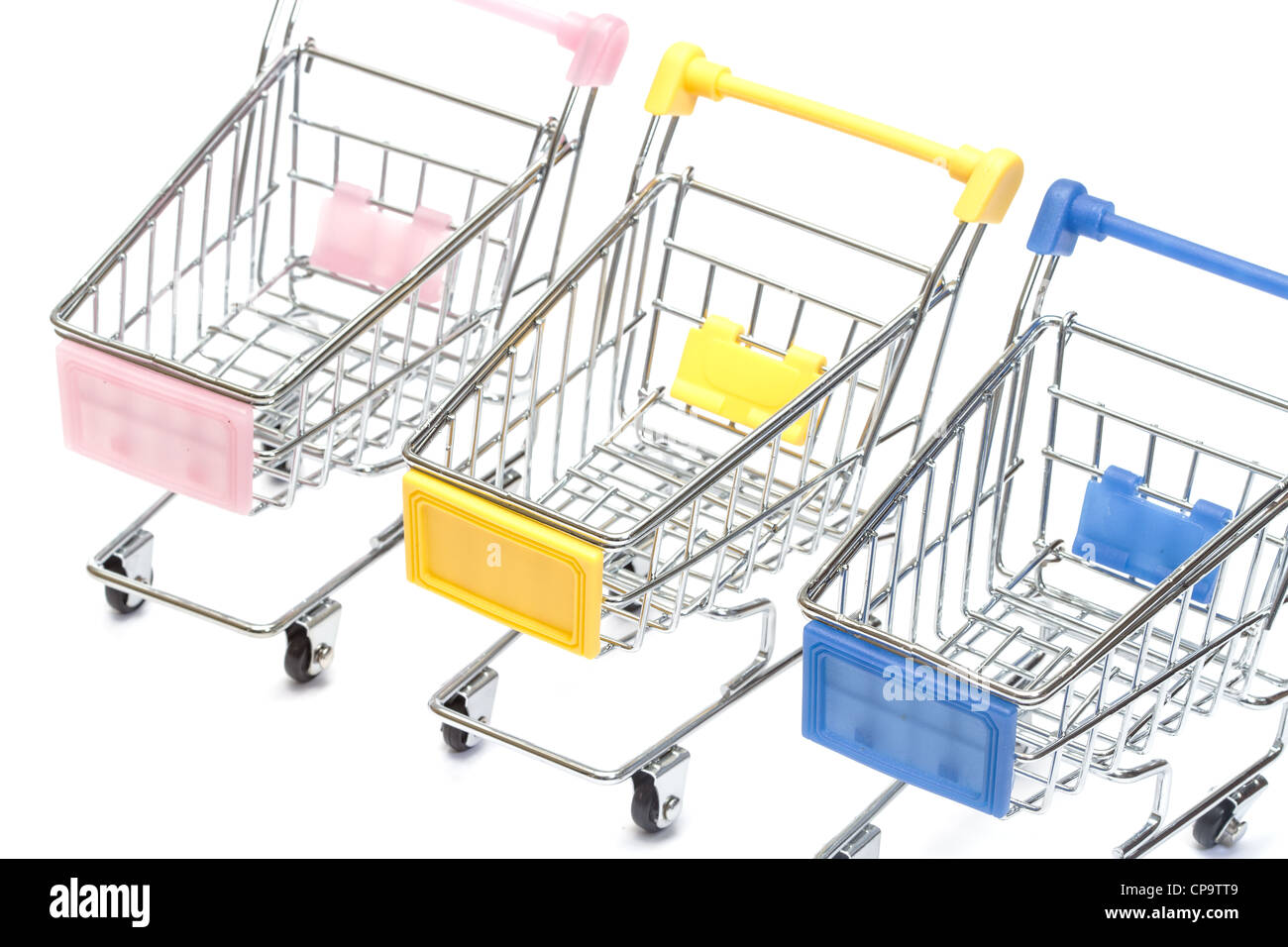 Shopping carts isolated on white background, closeup Stock Photo - Alamy
