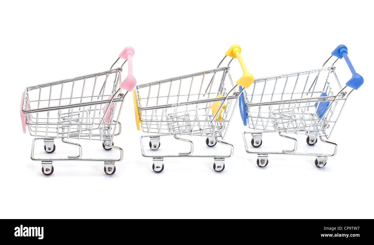 Shopping carts isolated on white background Stock Photo Alamy