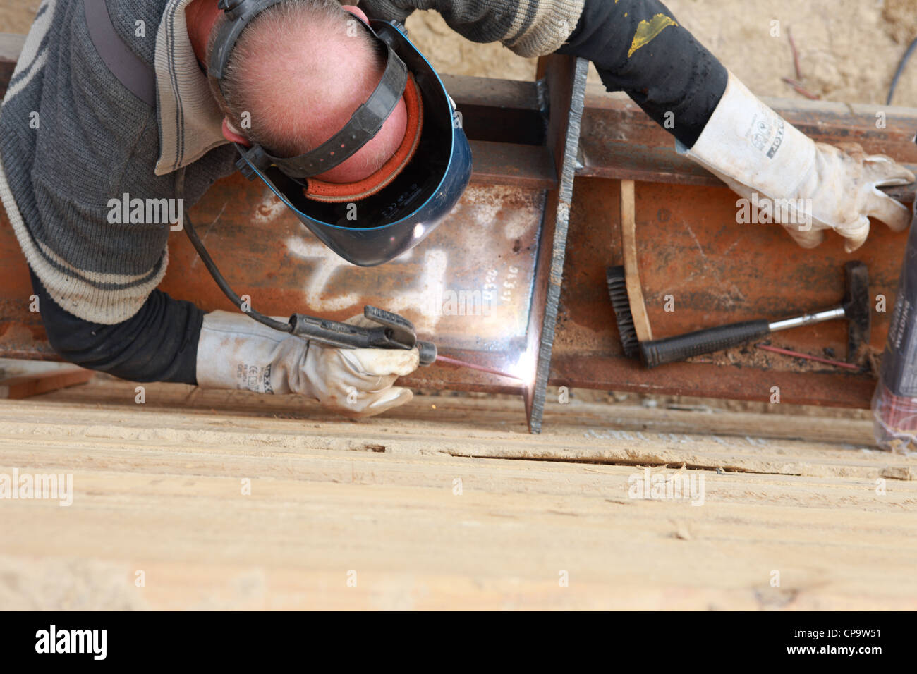 GER, 20120509,welder. welding with goggles Stock Photo