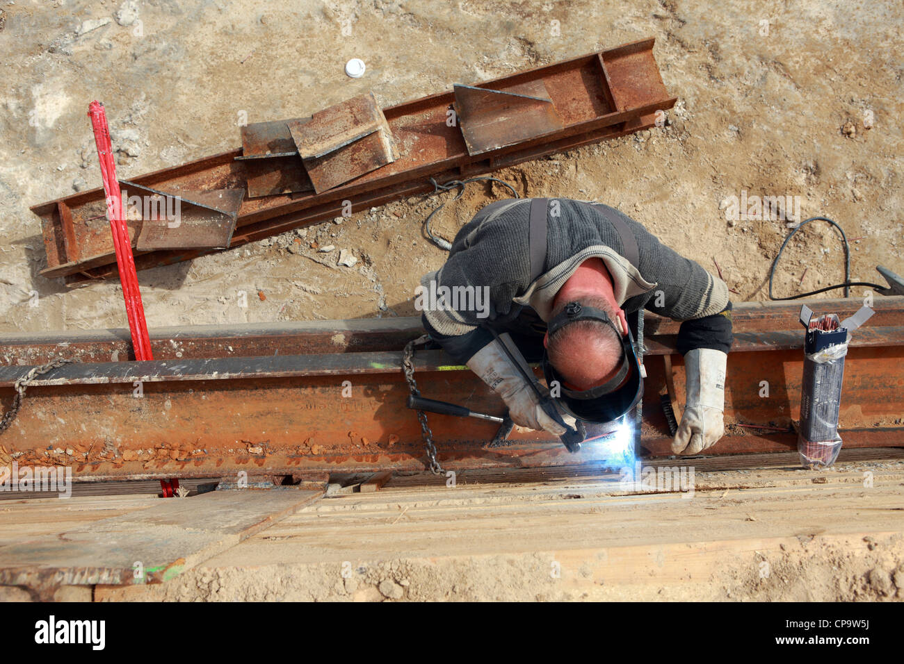 GER, 20120509,welder. welding with goggles Stock Photo