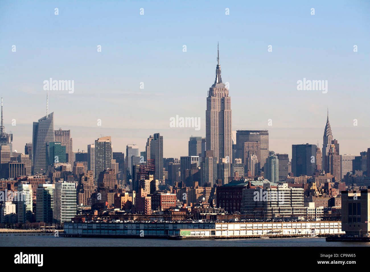 Downtown Manhattan over Hudson river, New York City USA Stock Photo