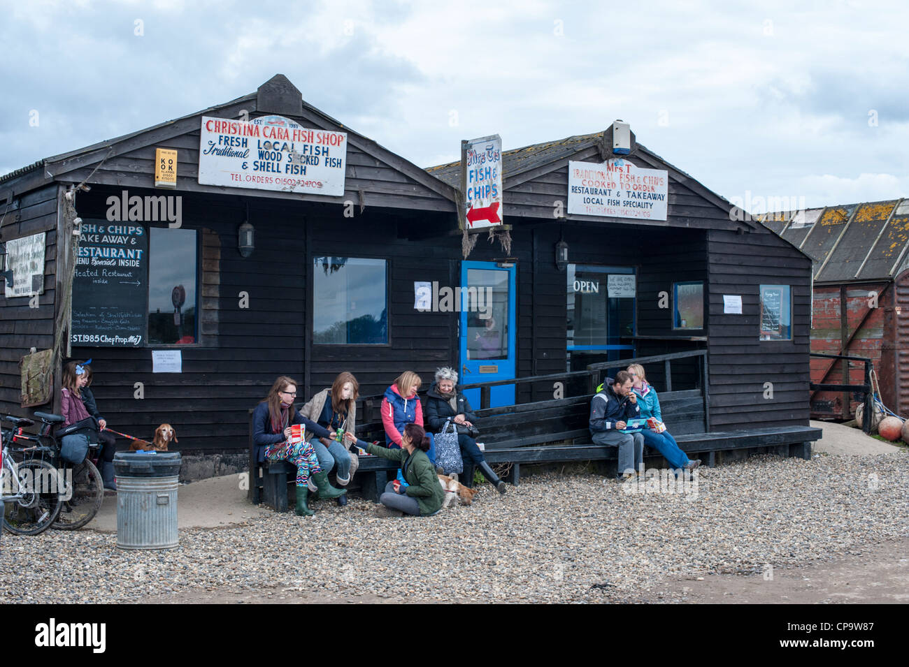 Mrs T s fish and chip shop at Southwold harbour Suffolk UK with