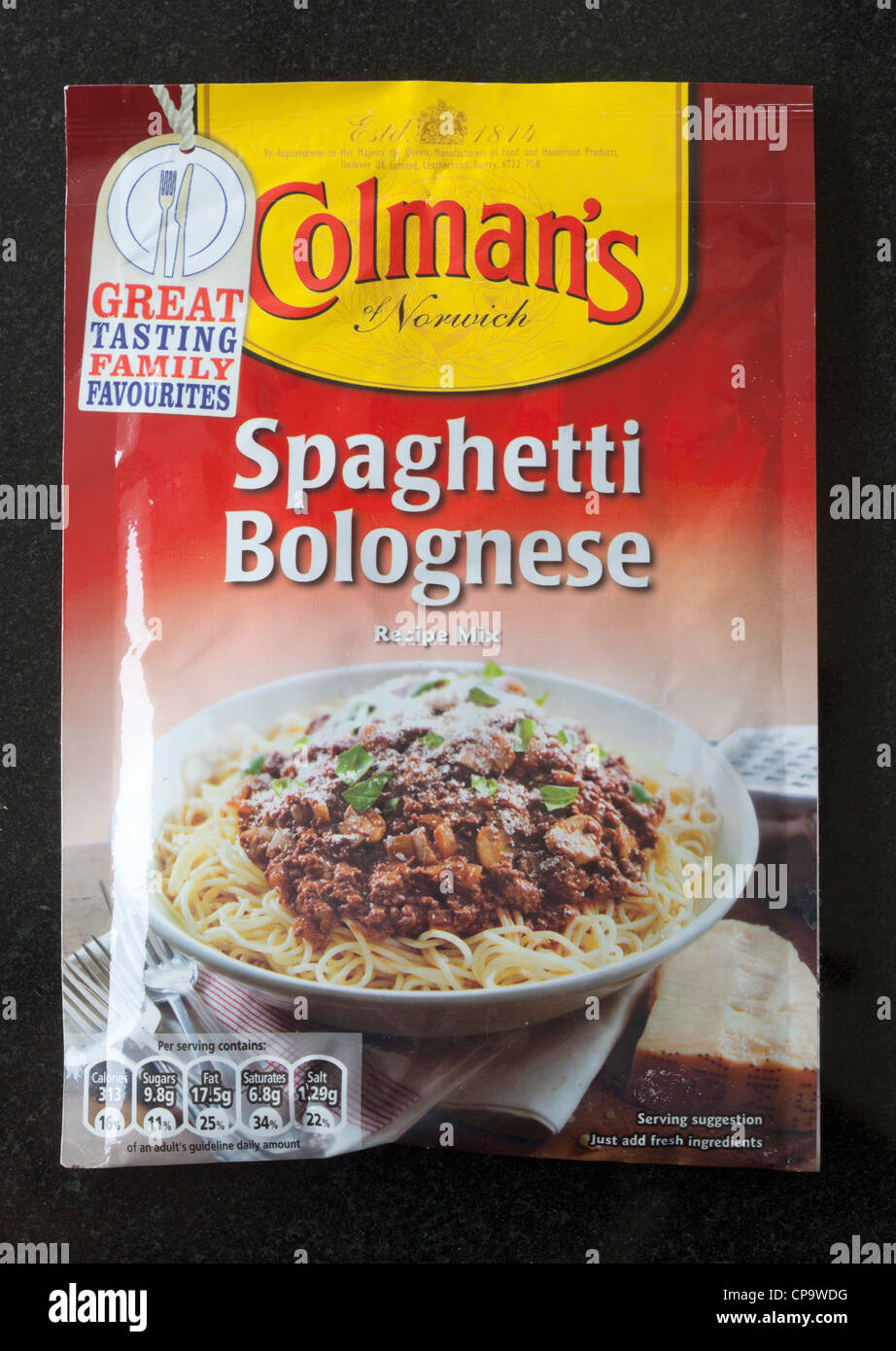 Packet of Colmans Spaghetti Bolognese Mix Stock Photo Alamy
