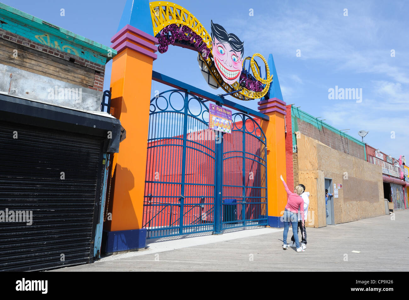 An entrance to an amusement park in Coney Island, a seaside