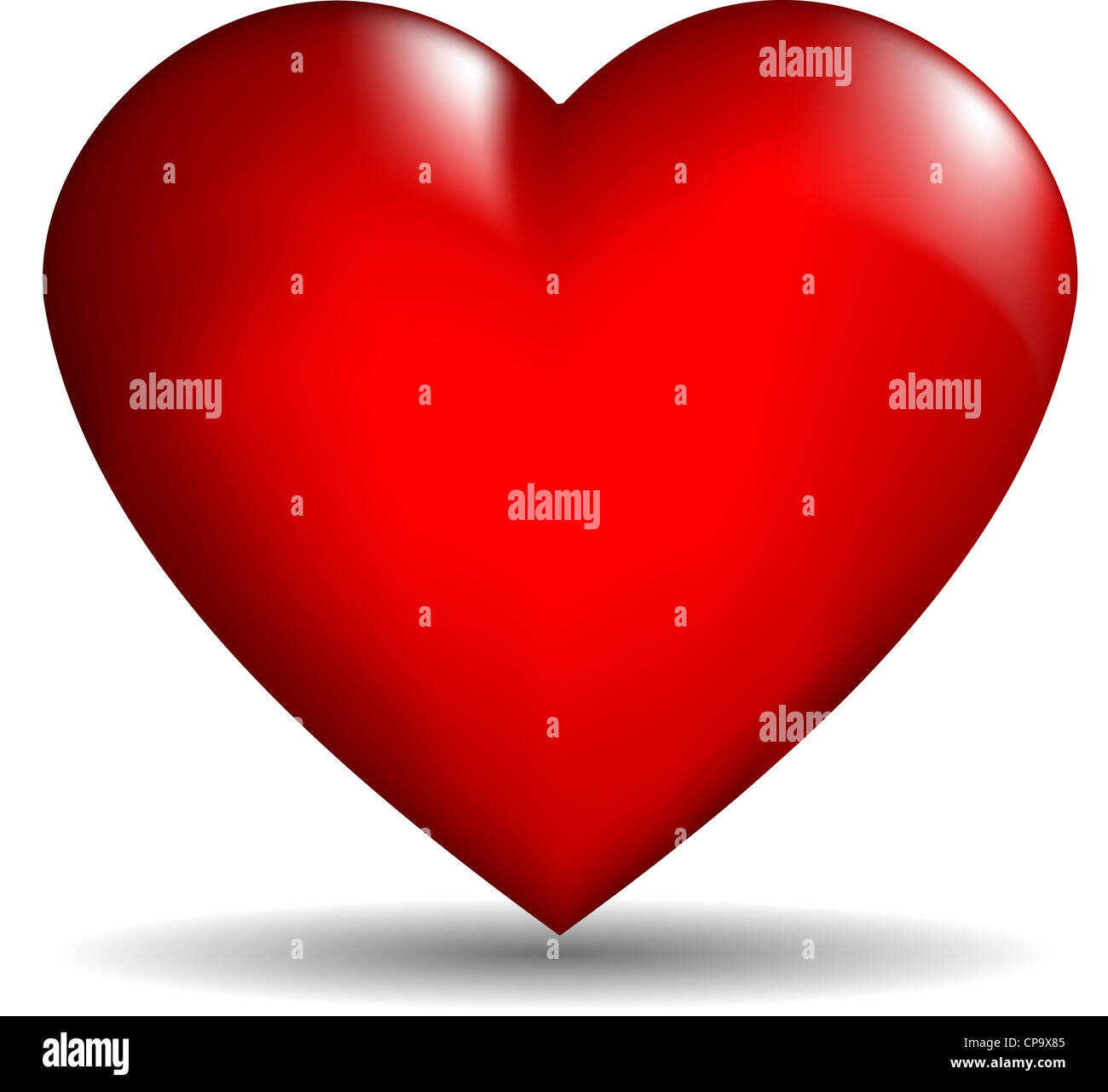 Glossy red 3D heart on a white background Stock Photo - Alamy