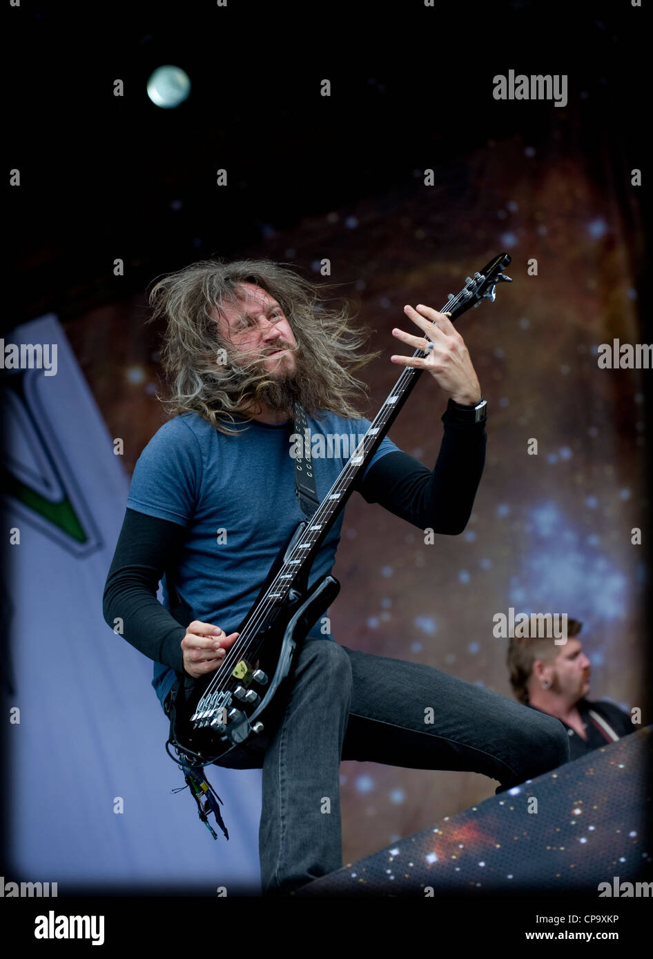 Troy Sanders bassist/singer for Mastodon live at Sonisphere festival ...