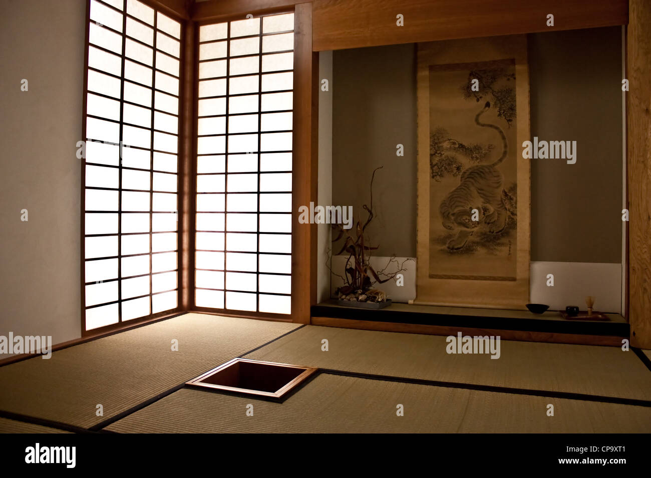 Interior of a traditional Japanese room, every detail is original Stock Photo