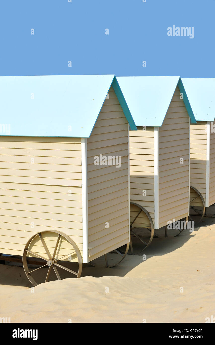 Beach Cabins On Wheels Along The North Sea Coast At Bredene