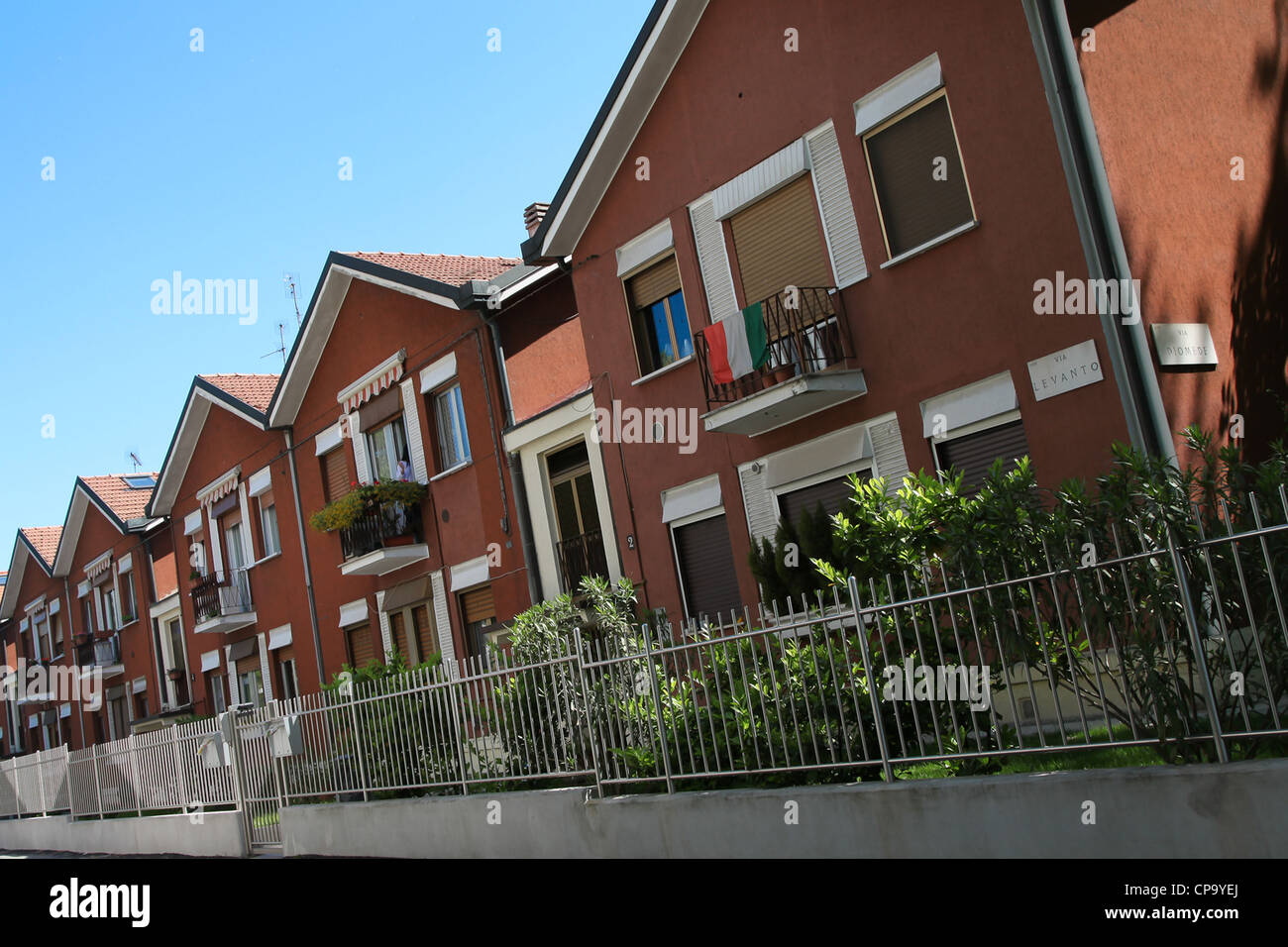 Italian houses in milan. Typical architecture Stock Photo Alamy