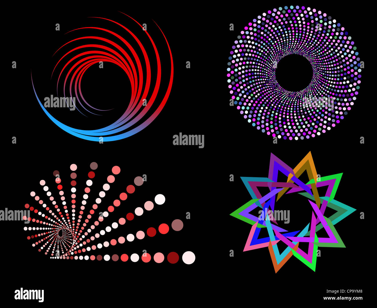 Various multi coloured circular design elements Stock Photo