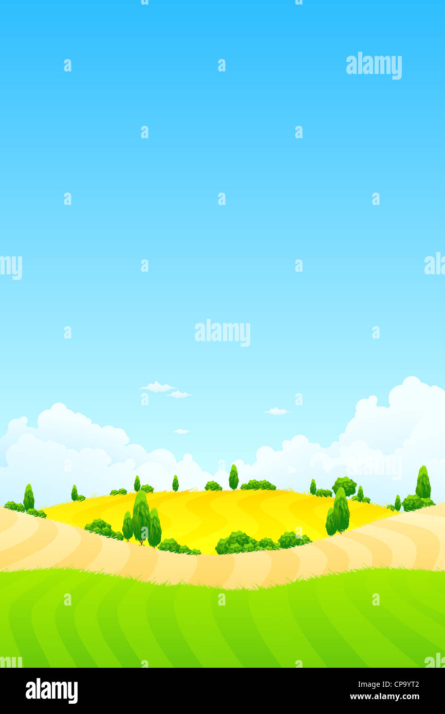 Summer Landscape with trees clouds and sky Stock Photo - Alamy