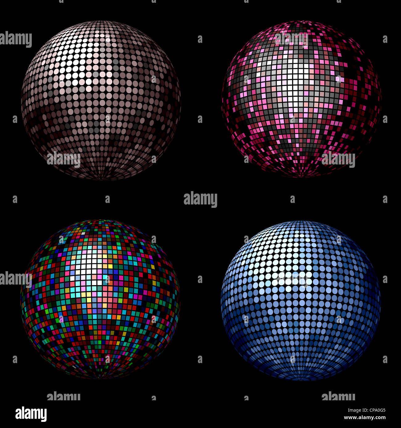 Various different coloured disco balls Stock Photo Alamy