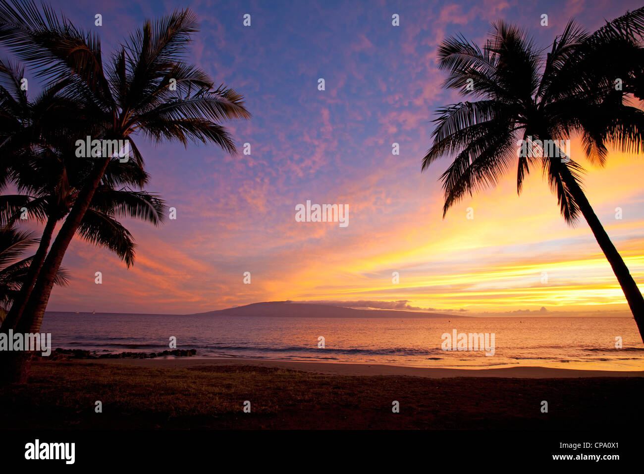 Sunset at Lahaina, Maui, Hawaii. Stock Photo