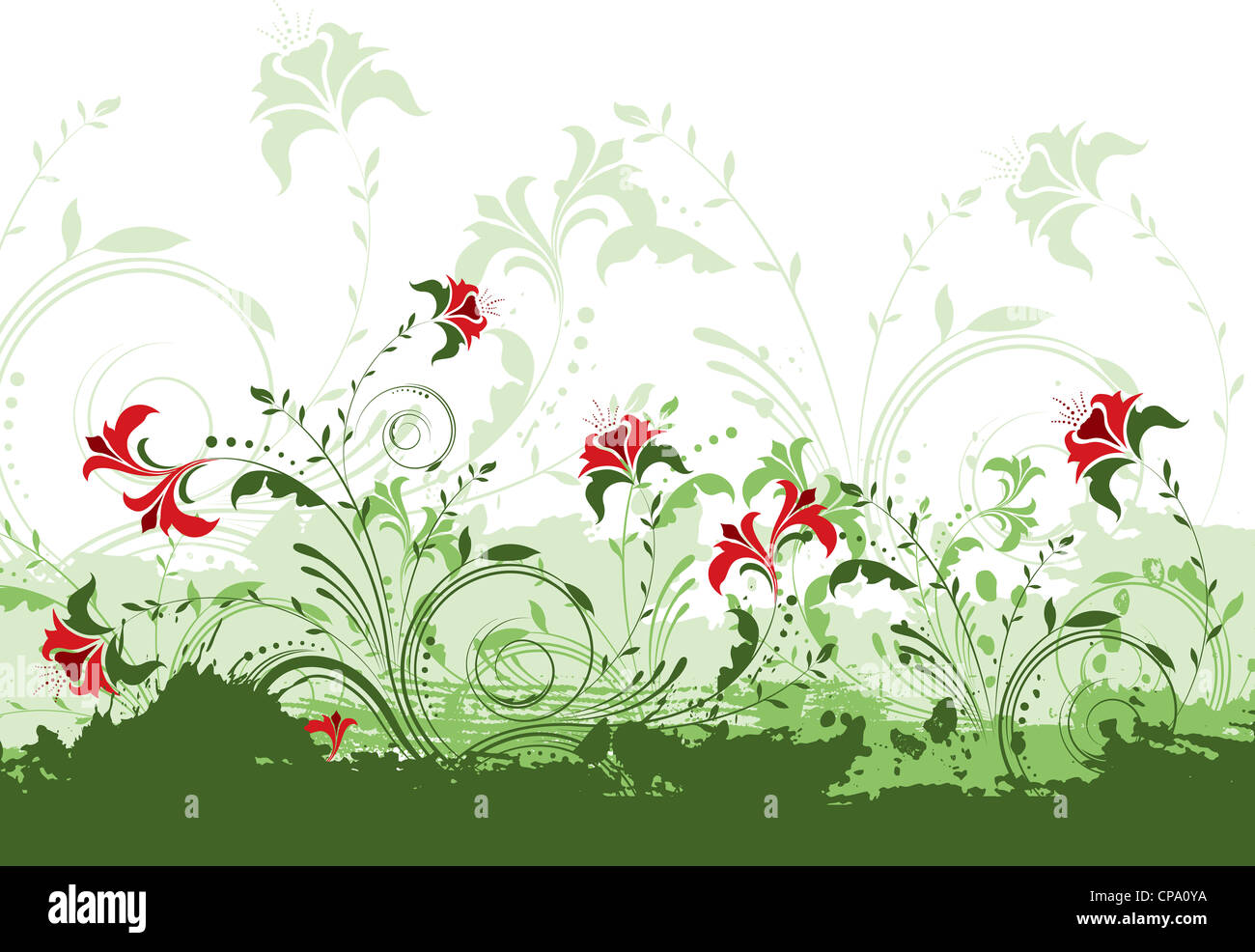 Decorative floral design on a grunge style background Stock Photo - Alamy