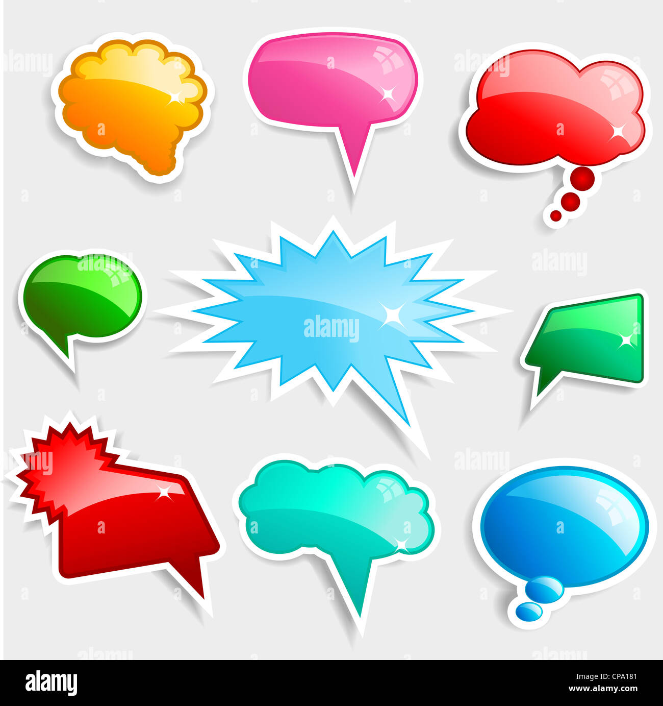 Collection of glossy speech bubbles with drop shadows Stock Photo - Alamy