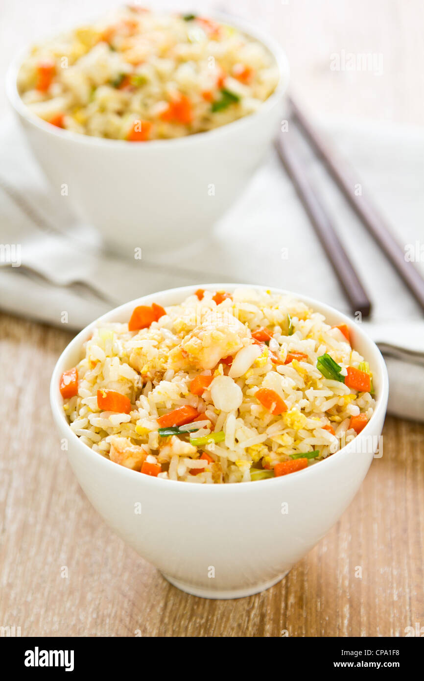 Fried rice with prawn and crab Stock Photo