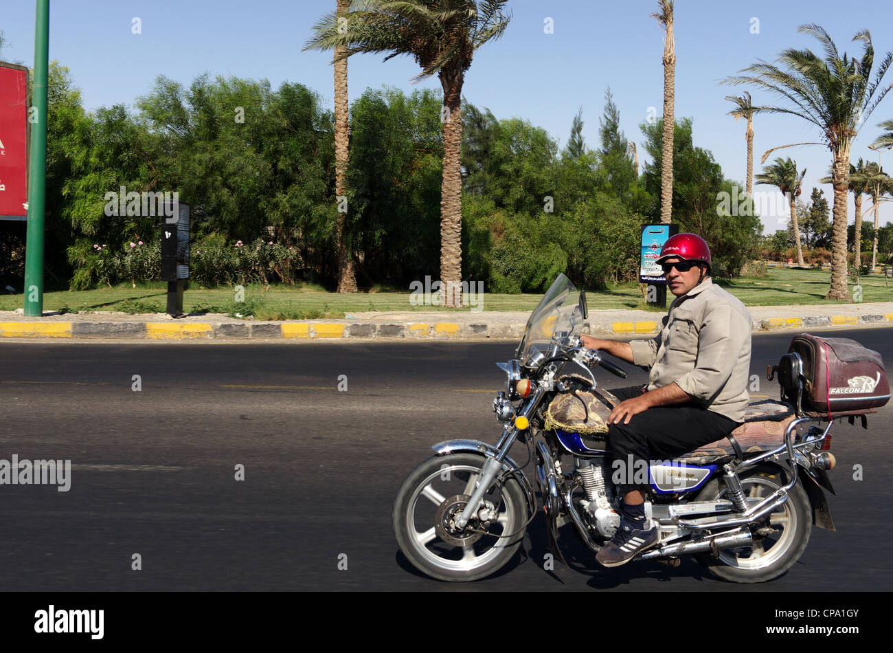 Men on motorcycle in street. Hurghada, Egypt, Africa Stock Photo Alamy