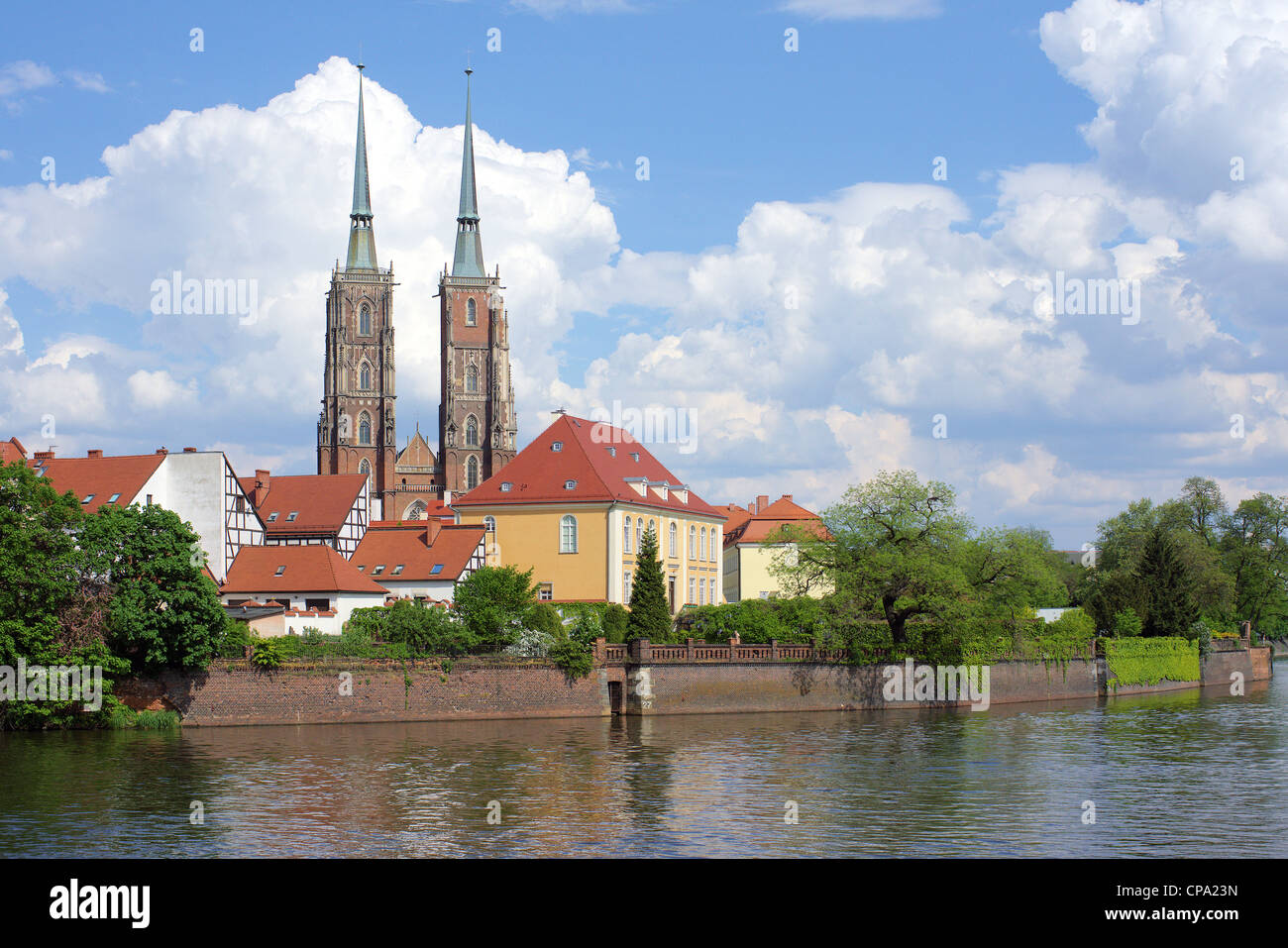 Saint John gothic cathedral Odra river Archbishop's residence in a ...
