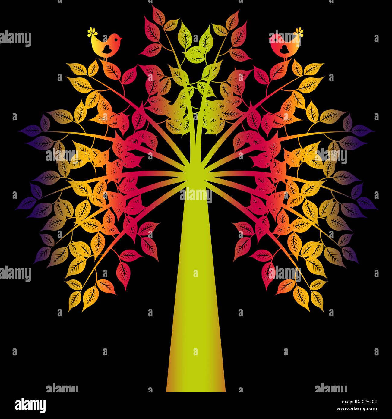 Colorful art tree isolated on black background Stock Photo - Alamy