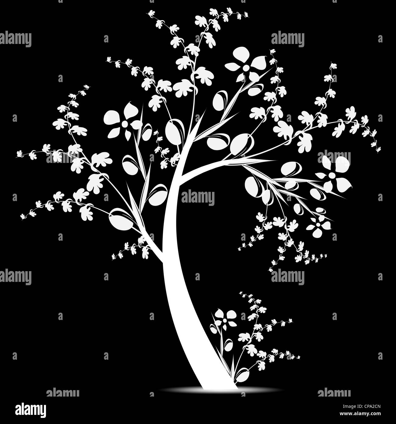 Beautiful art tree silhouette isolated on black background Stock Photo ...