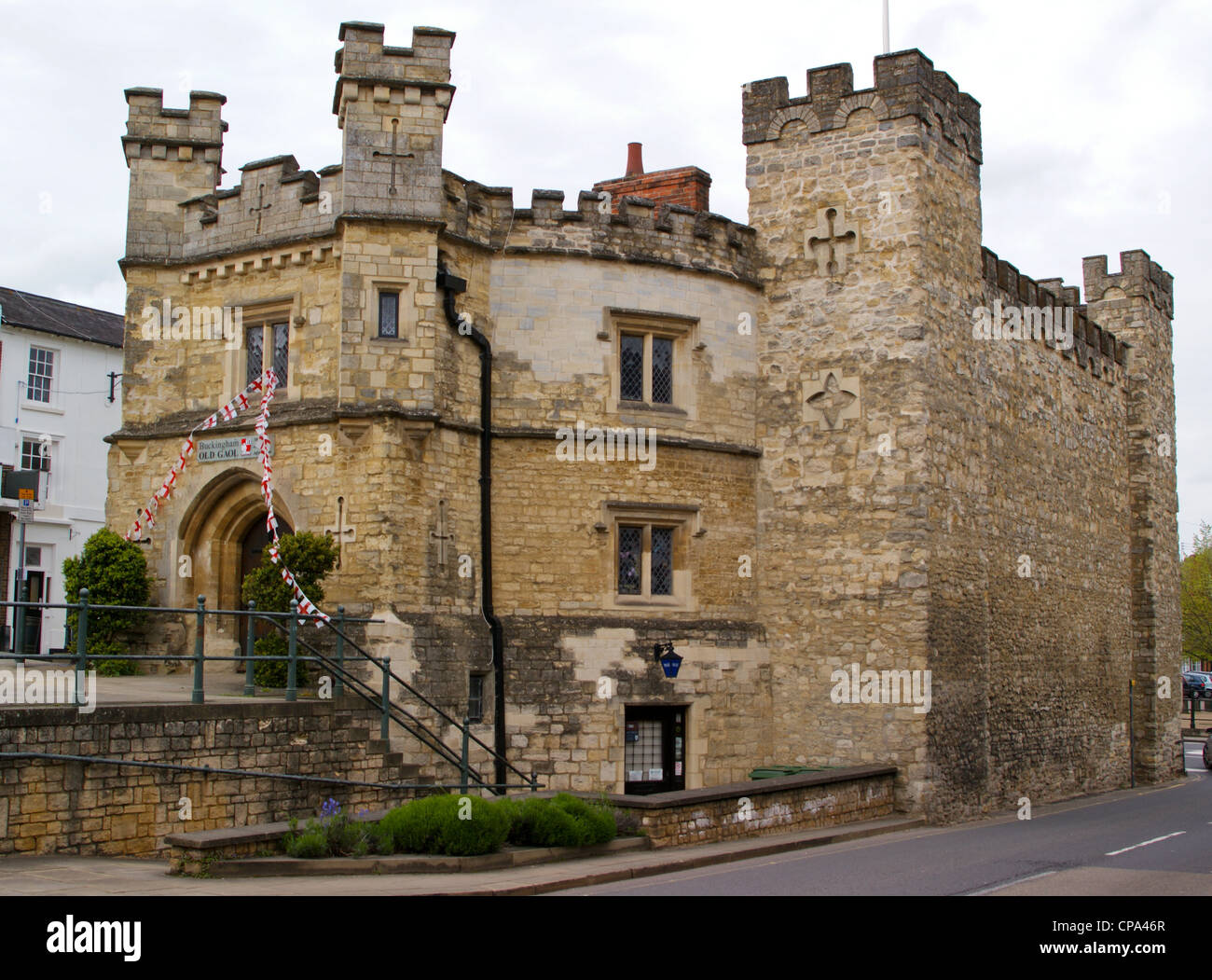 The Old Gaol museum, former town jail of Buckingham,    Buckinghamshire, England, in the form of a castle Stock Photo
