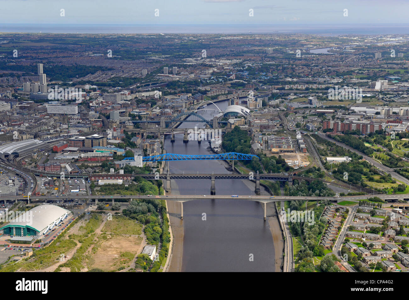 Aerial Image of Newcastle and Gateshead Bridges Stock Photo