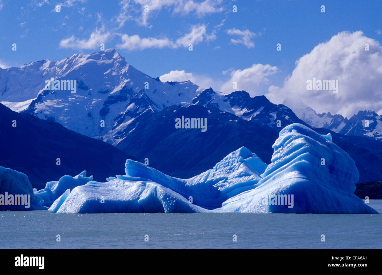 Icebergs near Upsala glacier. Lago Argentino. Los Glaciares National Park. Santa Cruz province. Patagonia. Argentina. Stock Photo