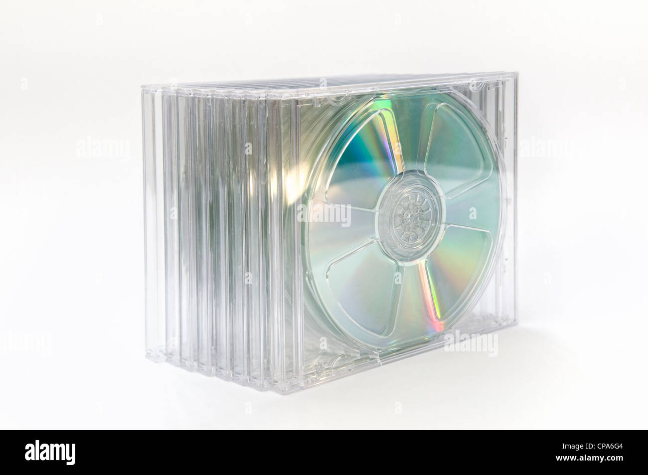 Stack Of Blank CDs, Isolated On A White Background. Stock Photo