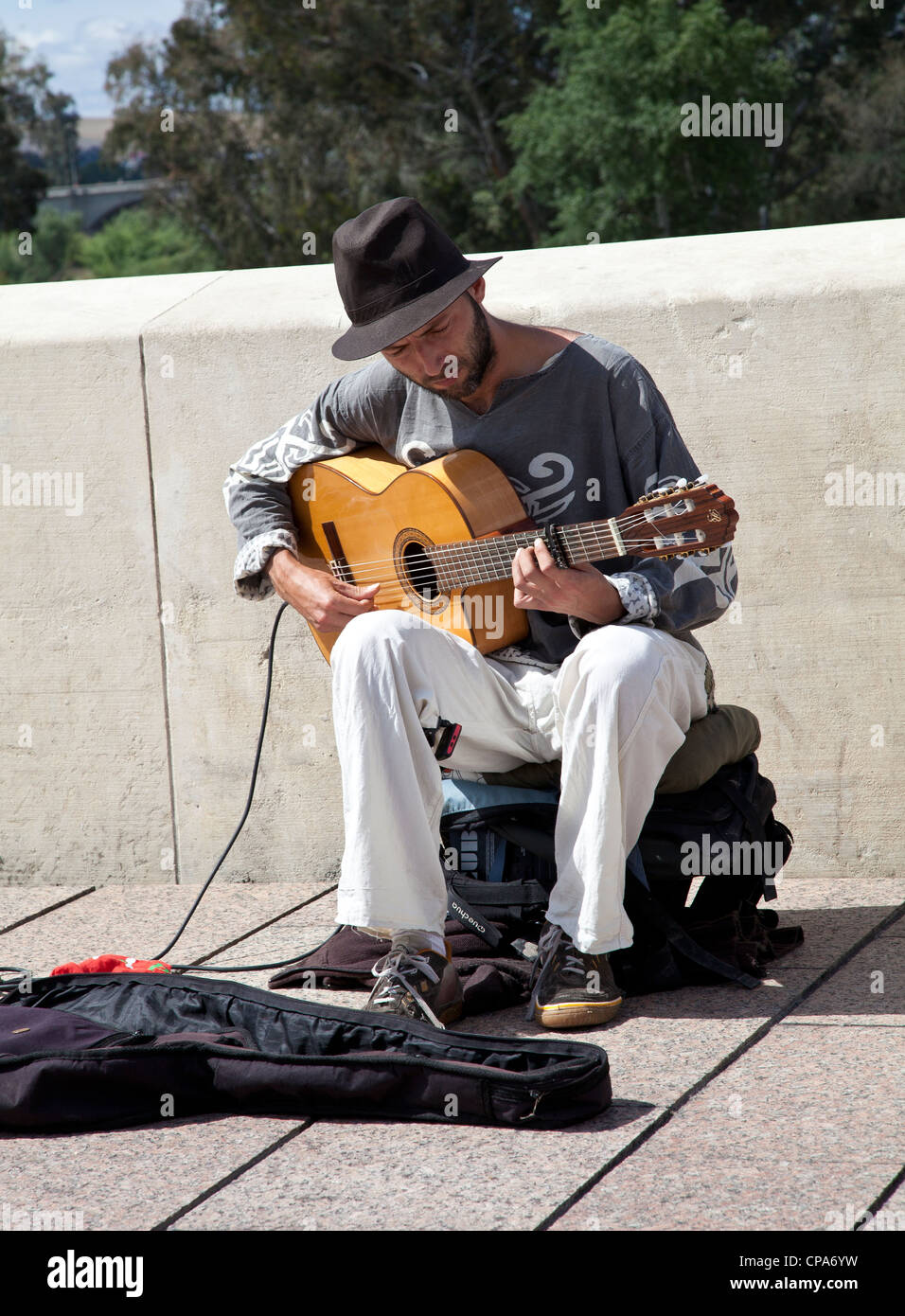 Guitar player busking busker street hires stock photography and images