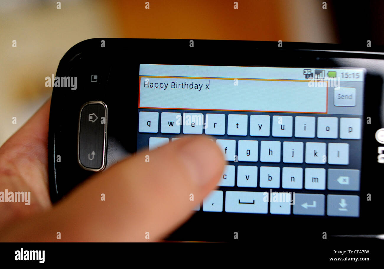Using a mobile smart phone to send happy birthday text message in 2012
