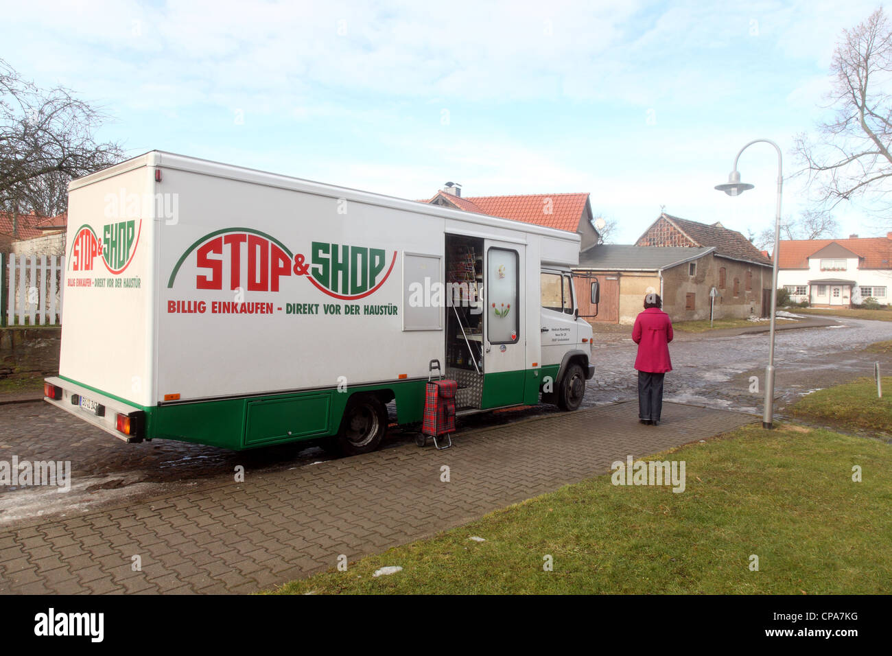 A private mobile grocery store, Druxberge, Germany Stock Photo