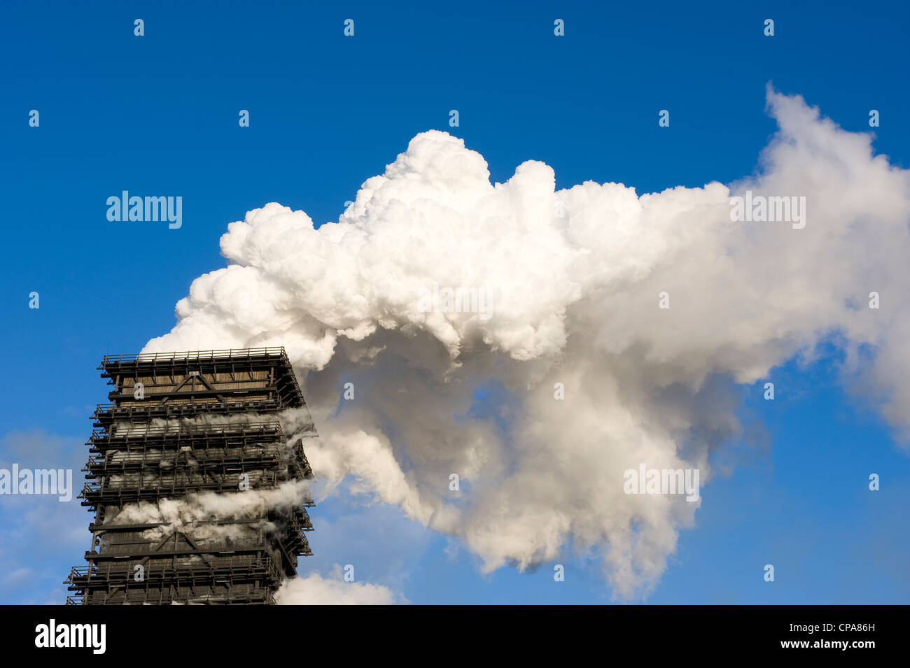 A smokestack of the coking plant of ThyssenKrupp Steel AG, Duisburg, Germany Stock Photo