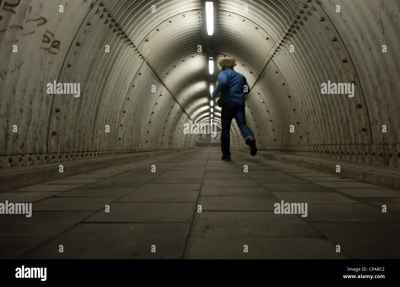 An industrial tunnel, Duisburg, Germany Stock Photo