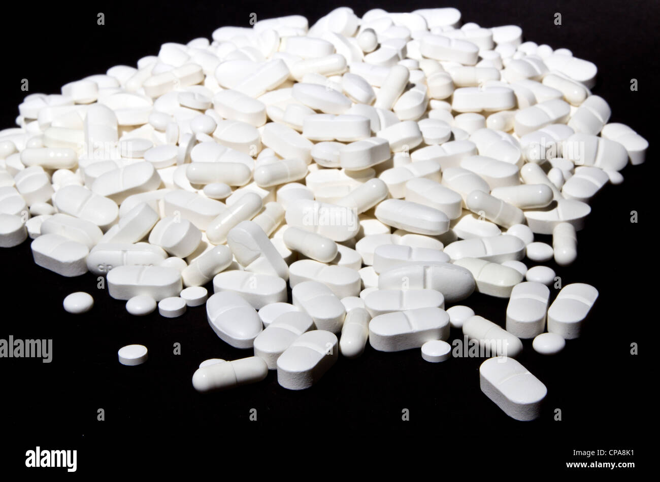 white pills Stock Photo