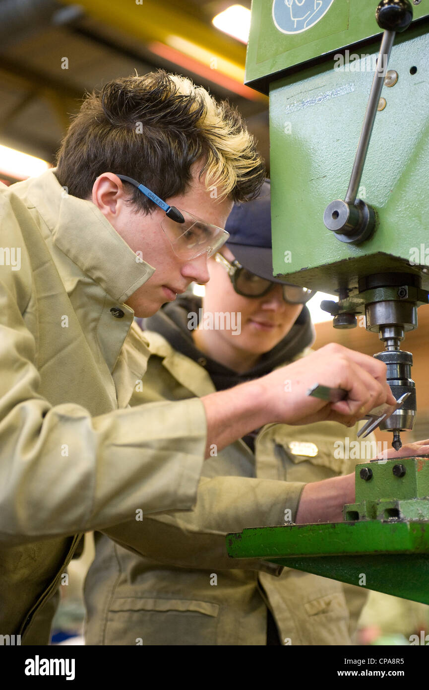 Trainee locksmiths at the ThyssenKrupp Steel AG, Duisburg, Germany Stock Photo