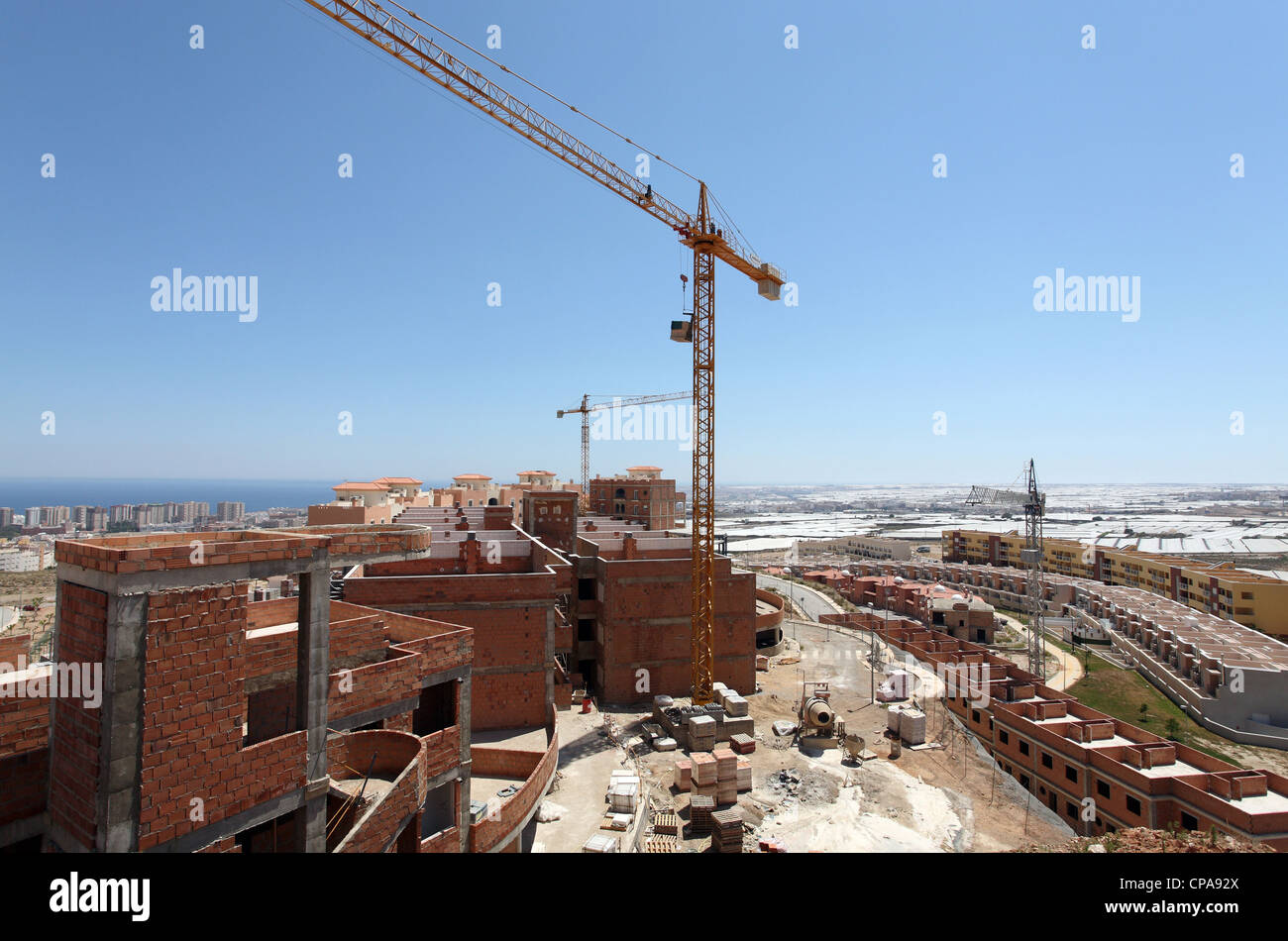 Construction site of holiday flats, Aguadulce, Spain Stock Photo