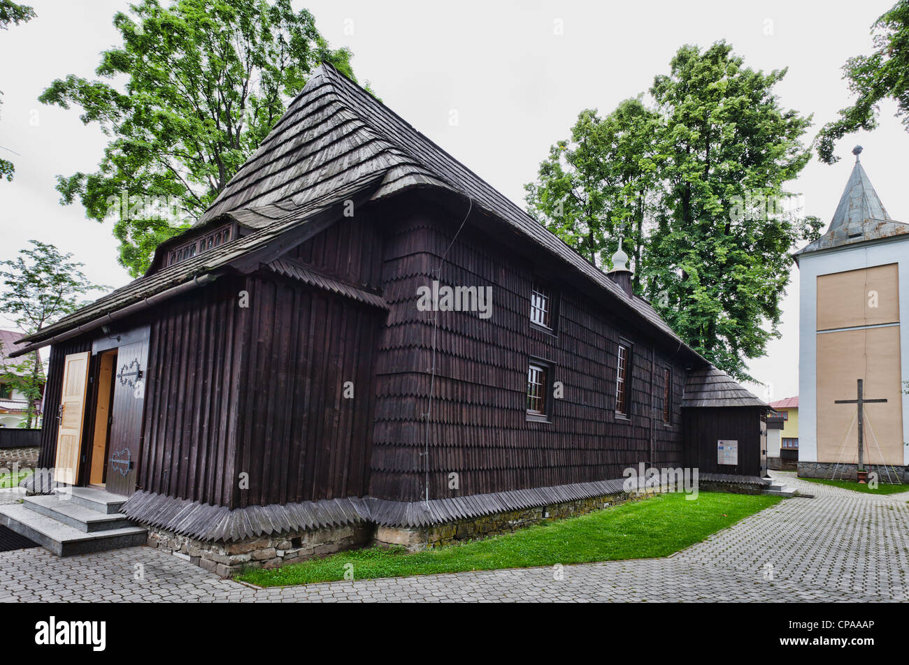 The beautiful and historic St Sebastian wooden church, Jurgów, Poland Stock Photo