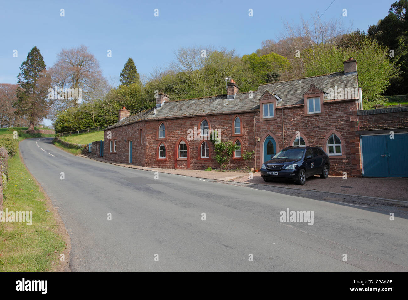 Cottages beside the Fox and Pheasant Inn near Armathwaite, Cumbria, England, UK Stock Photo
