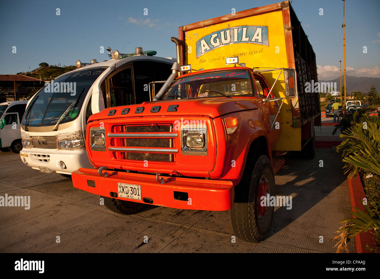 Aguila beer truck in Colombia. Stock Photo